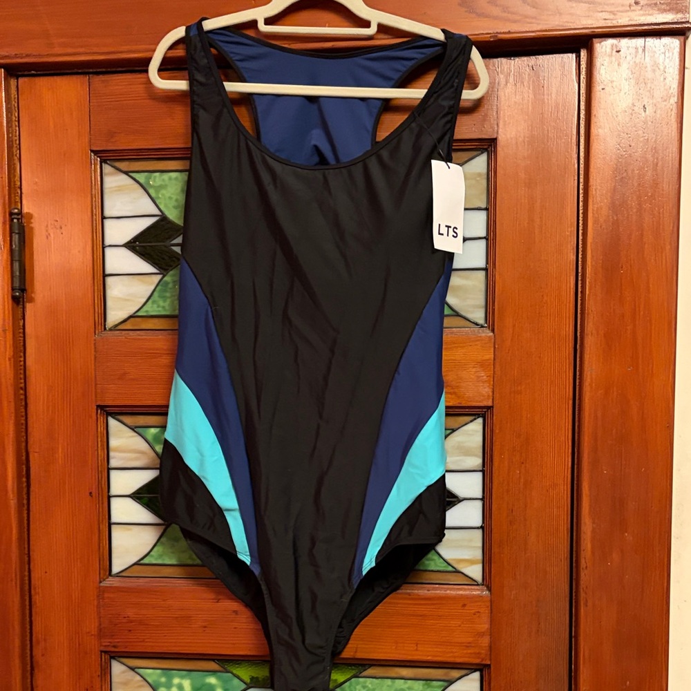 Women's extra long torso Black and Blue Swimsuit size XL from Long Tall Sally